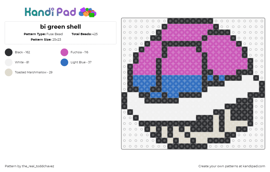 bi green shell - Fuse Bead Pattern by the_real_toddchavez on Kandi Pad - bisexual,shell,pride,mario,nintendo,purple,white