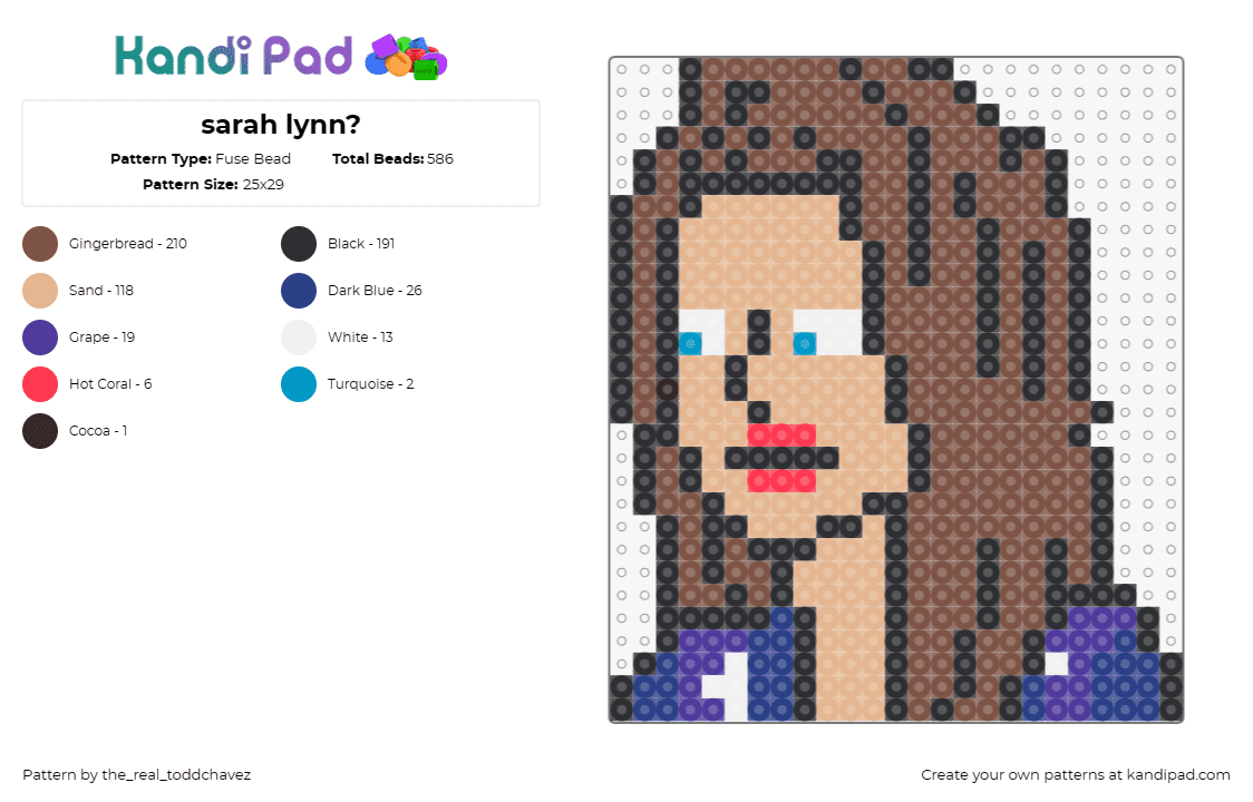 sarah lynn? - Fuse Bead Pattern by the_real_toddchavez on Kandi Pad - sarah lynn,bojack horseman,character,tv show,animation,portrait,brown,tan