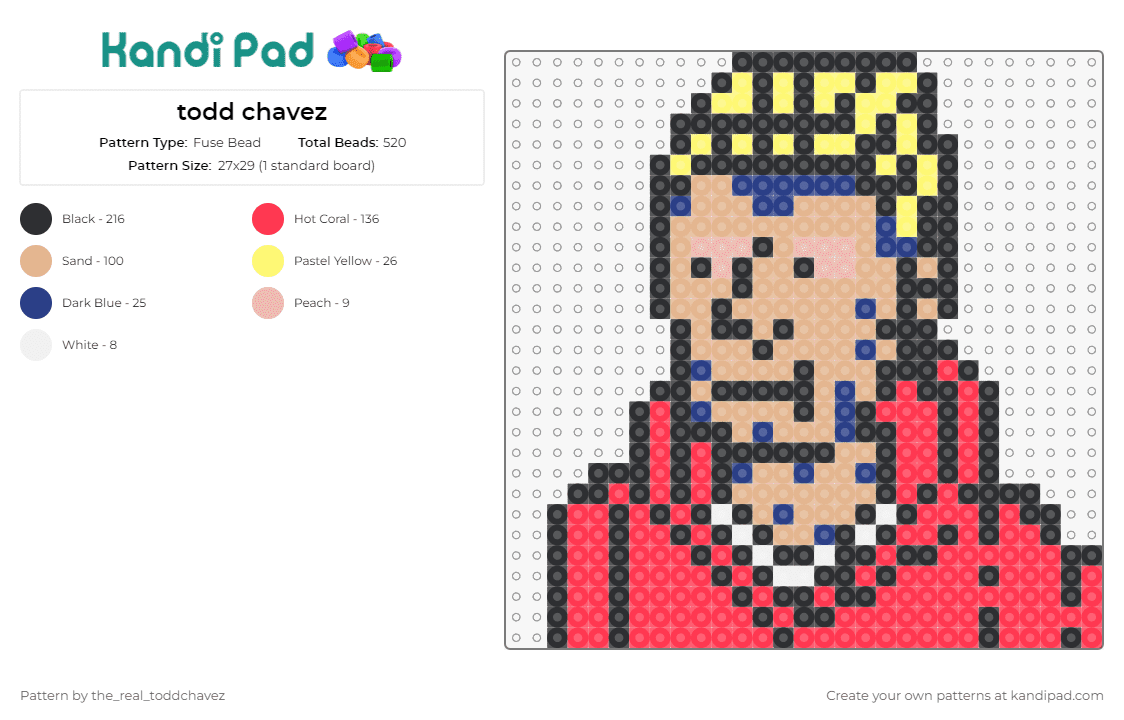 todd chavez - Fuse Bead Pattern by the_real_toddchavez on Kandi Pad - todd chavez,bojack horseman,cartoon,tv shows