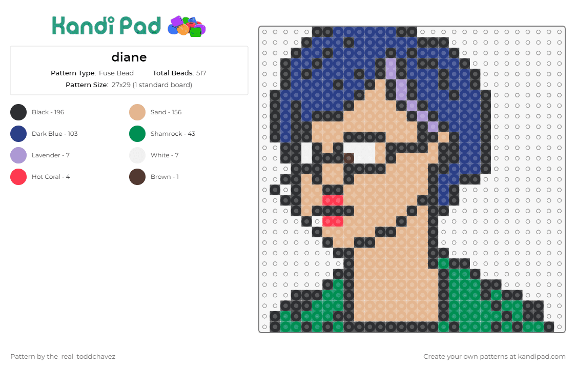 diane - Fuse Bead Pattern by the_real_toddchavez on Kandi Pad - diane,bojack horseman,tv shows