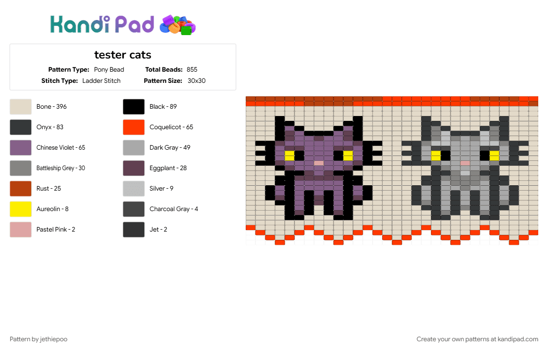 tester cats - Pony Bead Pattern by jethiepoo on Kandi Pad - beige