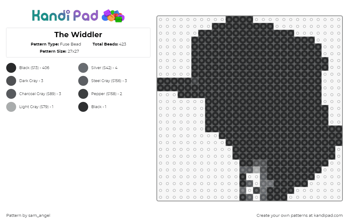 The Widdler - Fuse Bead Pattern by sam_angel on Kandi Pad - widdler,silhouette,dj,music,edm,black