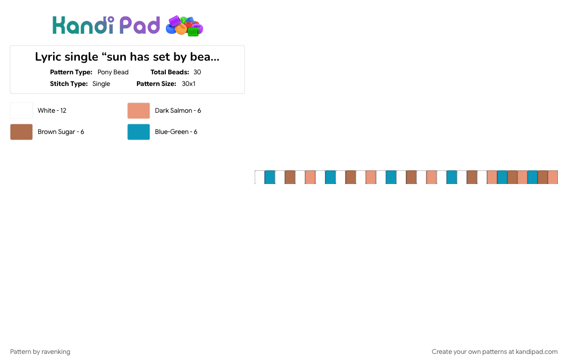 Lyric single “sun has set by beabadoobee”(desc) - Pony Bead Pattern by ravenking on Kandi Pad - light blue, orange, tan