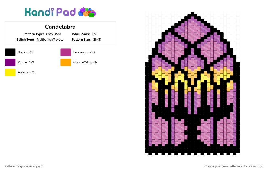 Candelabra - Pony Bead Pattern by spookyscarysam on Kandi Pad - pink