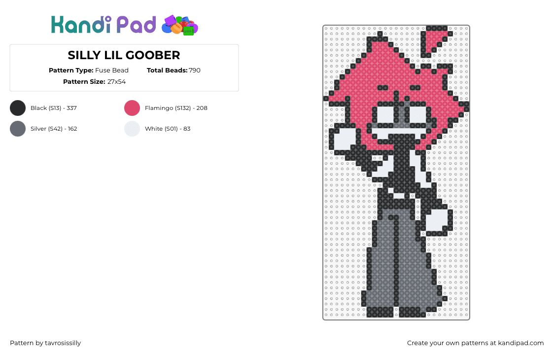 SILLY LIL GOOBER - Fuse Bead Pattern by tavrosissilly on Kandi Pad - character,kawaii,pink,gray