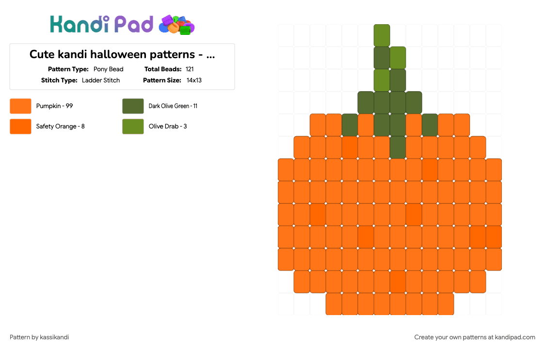 Cute kandi halloween patterns - Pumpkin - Pony Bead Pattern by kassikandi on Kandi Pad - 