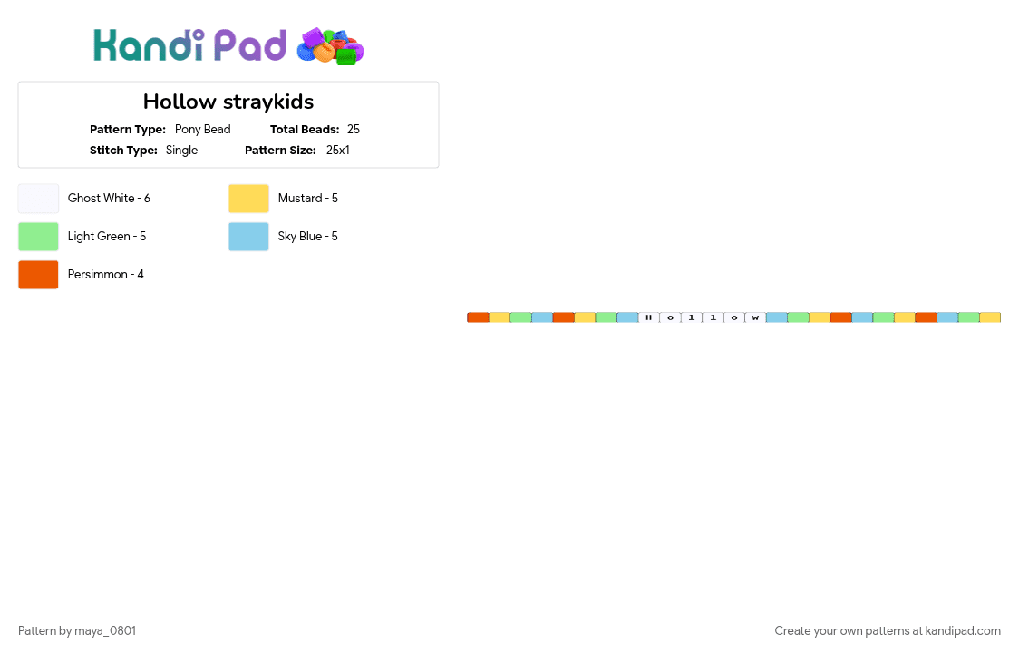 Hollow straykids - Pony Bead Pattern by maya_0801 on Kandi Pad - 