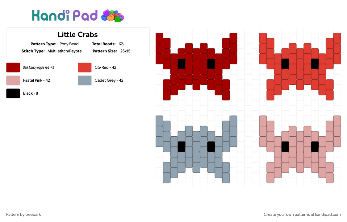 Little Crabs - Pony Bead Pattern by treebark_essas on Kandi Pad - cotdseafood, red