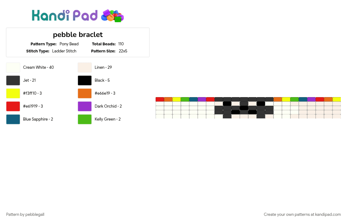 pebble braclet - Pony Bead Pattern by pebblegall on Kandi Pad - 