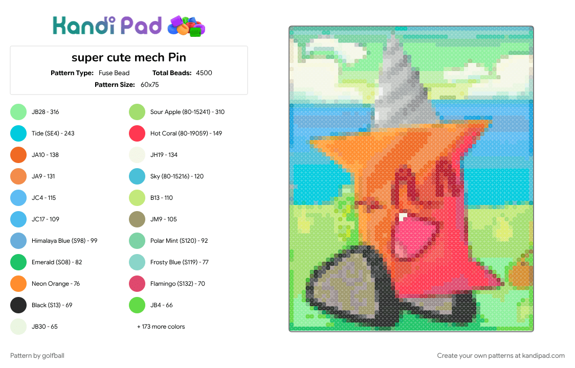super cute mech Pin - Fuse Bead Pattern by golfball on Kandi Pad - battle for dream island, battle for dream island again, bfdi, bfdia, object, object show, pin, pinhead