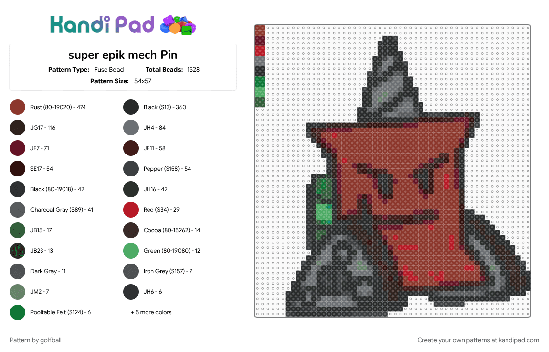super epik mech Pin - Fuse Bead Pattern by golfball on Kandi Pad - 