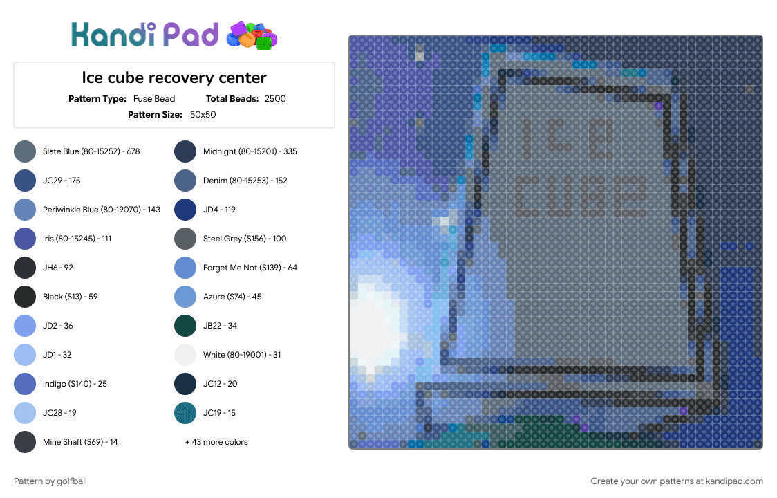 Ice cube recovery center - Fuse Bead Pattern by golfball on Kandi Pad - 