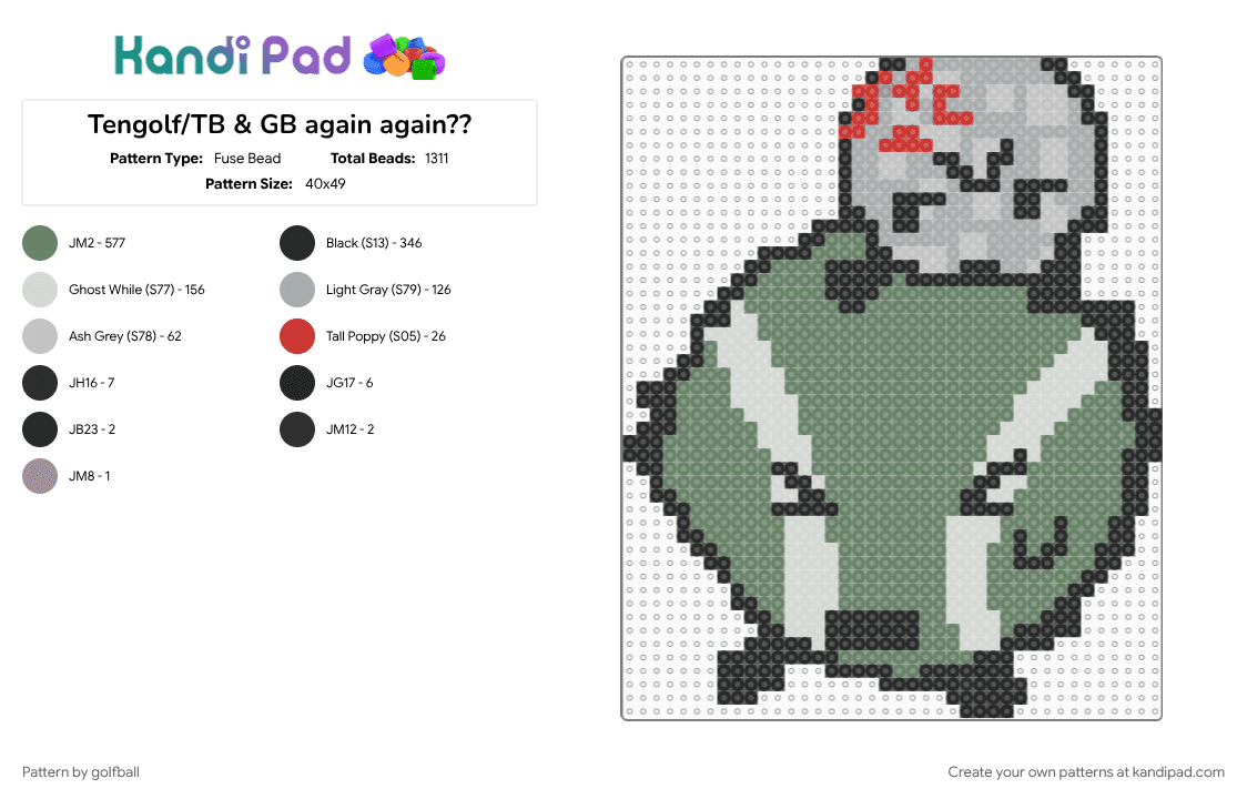 Tengolf/TB & GB again again?? - Fuse Bead Pattern by golfball on Kandi Pad - 