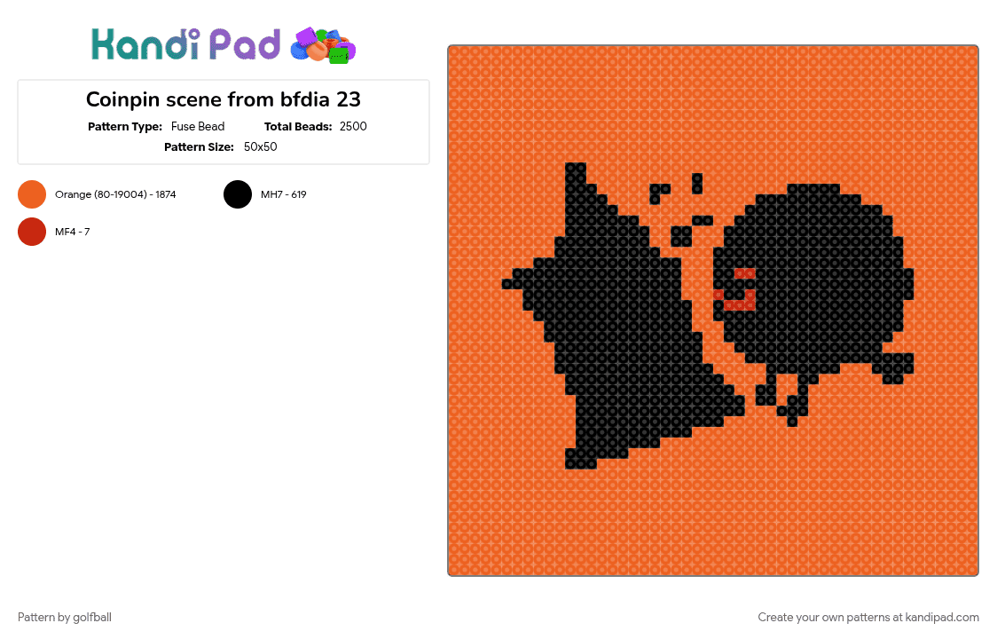 Coinpin scene from bfdia 23 - Fuse Bead Pattern by golfball on Kandi Pad - 
