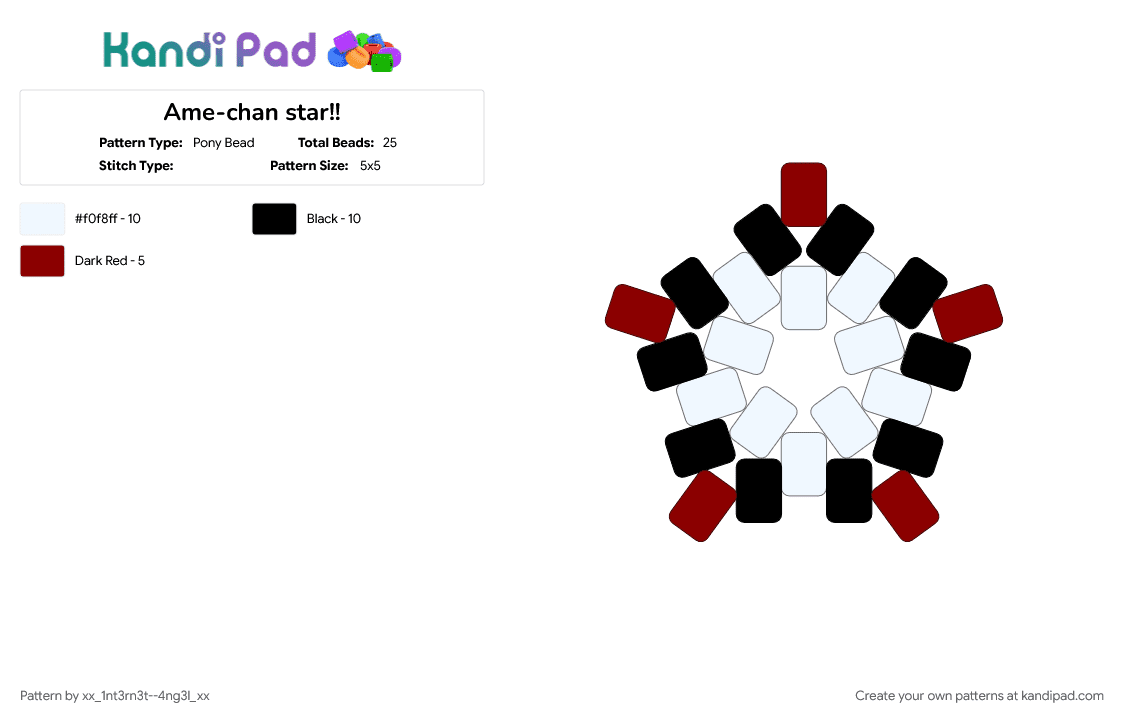Ame-chan star!! - Pony Bead Pattern by xx_1nt3rn3t--4ng3l_xx on Kandi Pad - red, white