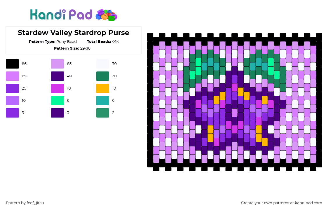 Stardew Valley Stardrop Purse - Pony Bead Pattern by feef_jitsu on Kandi Pad - stardrop,stardew valley,panel,purse,video game,purple