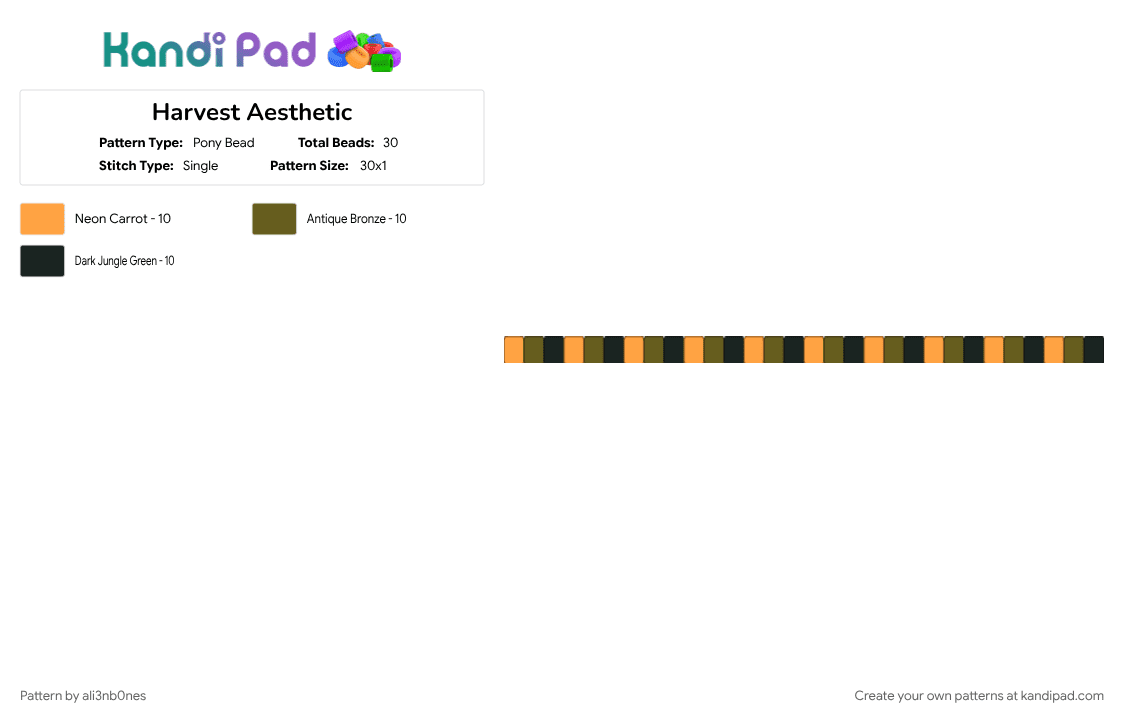 Harvest Aesthetic - Pony Bead Pattern by ali3nb0nes on Kandi Pad - cotdfarmersmarket, orange, tan