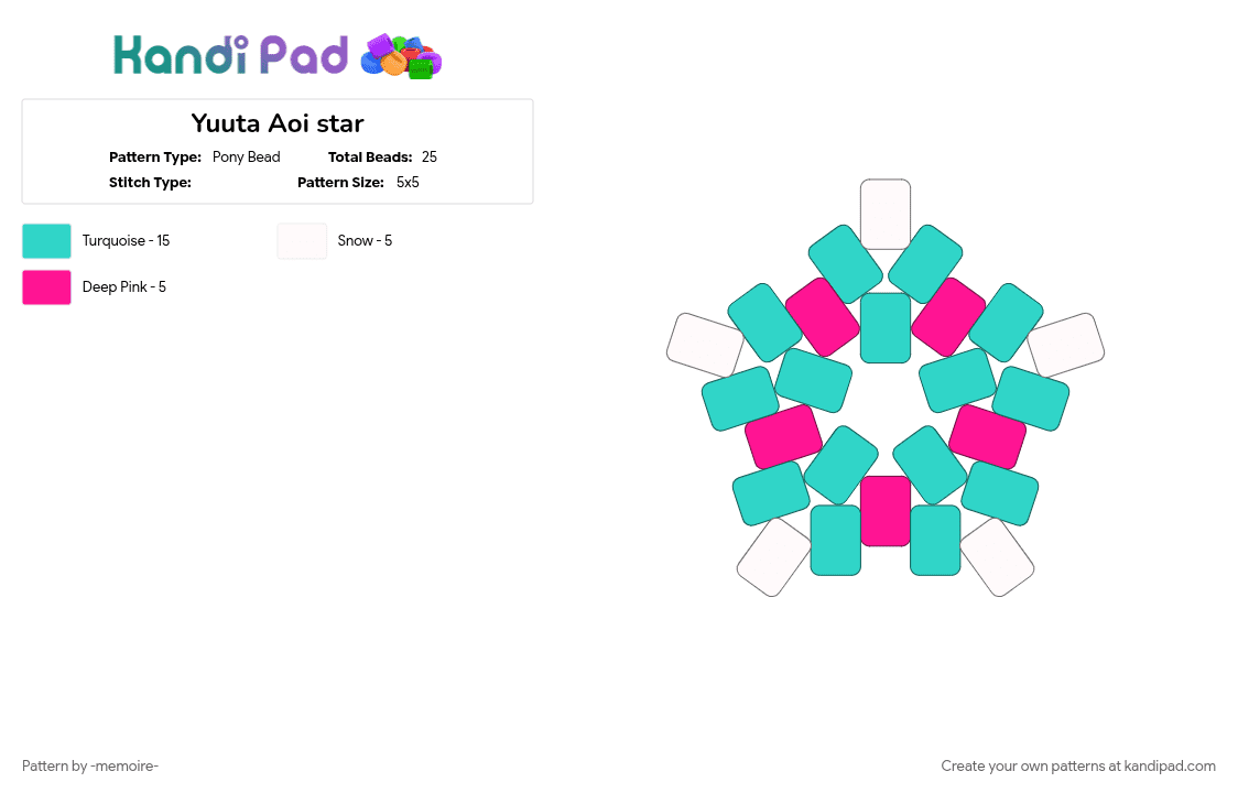 Yuuta Aoi star - Pony Bead Pattern by -bokurano_toelicker- on Kandi Pad - 2wink, cosmic production, cospro, ensemble stars, enstars, hinata aoi, teal, yuuta aoi