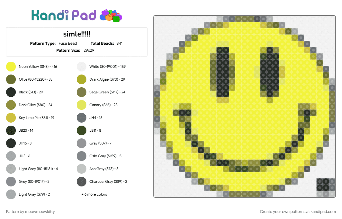 simle!!!!! - Fuse Bead Pattern by dragonfan22222 on Kandi Pad - 