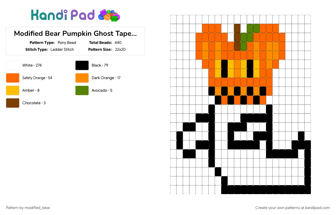 Modified Bear Pumpkin Ghost Tapestry - Pony Bead Pattern by modified_bear on Kandi Pad - 