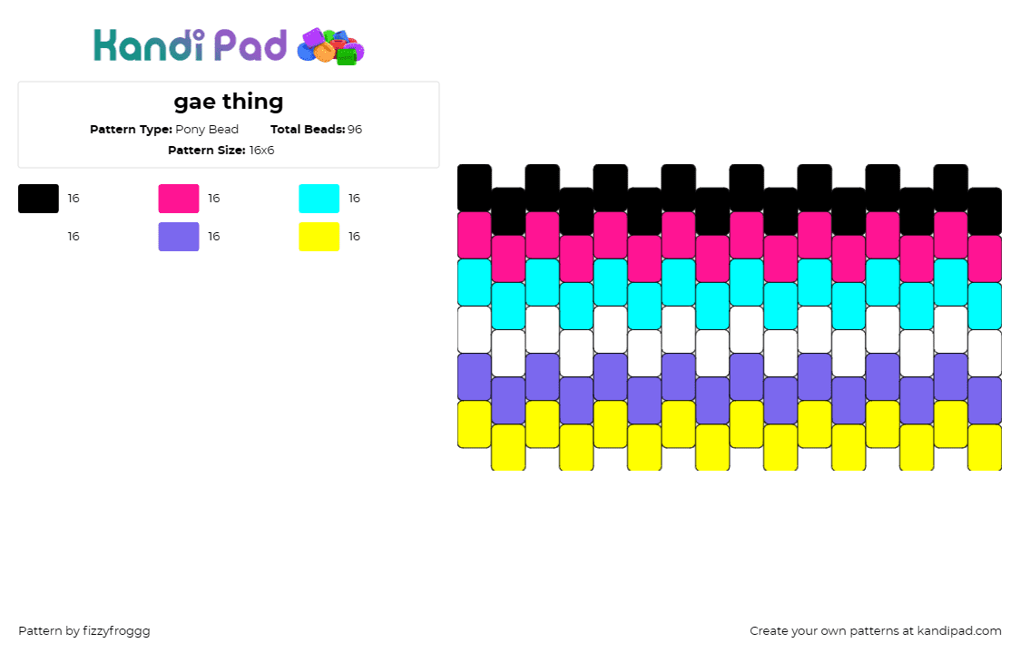 gae thing - Pony Bead Pattern by fizzyfroggg on Kandi Pad - pride,colorful,cuff,simple