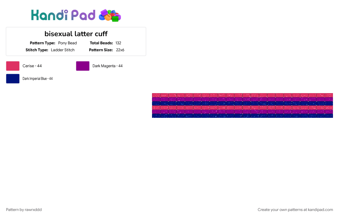 bisexual latter cuff - Pony Bead Pattern by rawrxddd on Kandi Pad - 