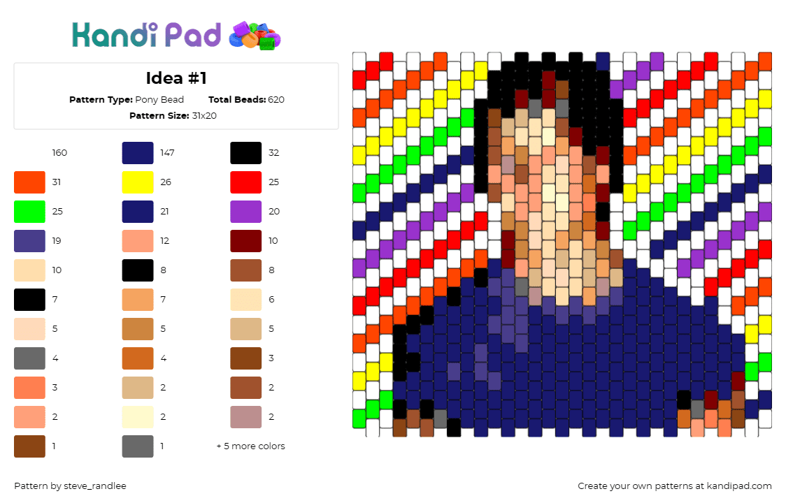 Idea #1 - Pony Bead Pattern by steve_randlee on Kandi Pad - steve randle,outsiders,diagonal,stripes,panel,book,movie,purple,tan