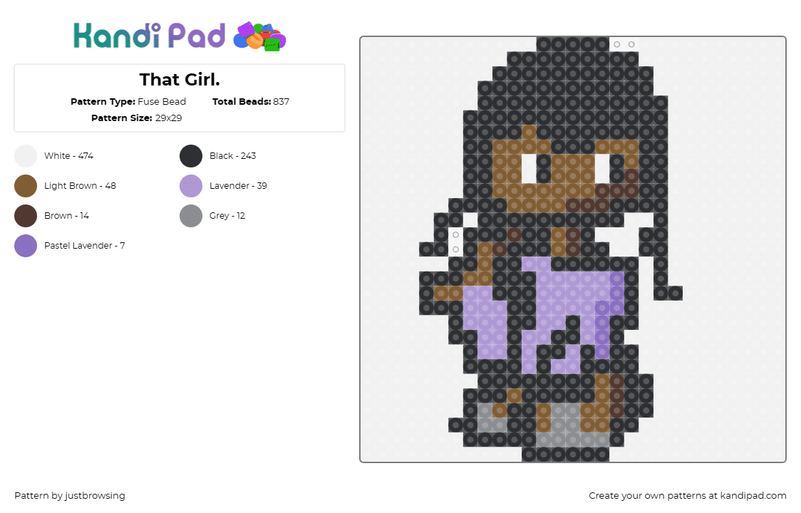 That Girl. - Fuse Bead Pattern by justbrowsing on Kandi Pad - that girl lay lay,nickelodeon,music,rap,tv show,purple,brown