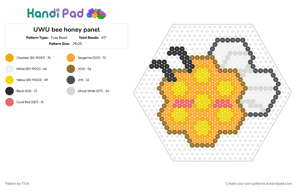 UWU bee honey panel - Fuse Bead Pattern by f1r3x on Kandi Pad - cotdfarmersmarket, orange, tan