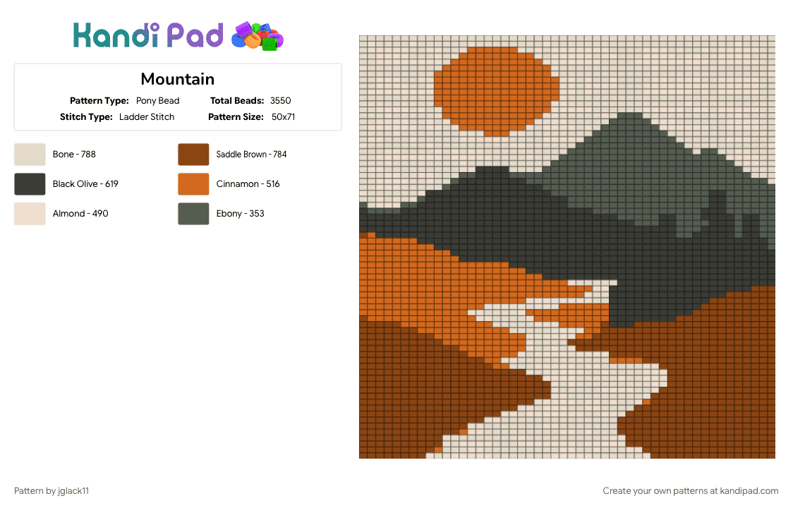 Mountain - Pony Bead Pattern by jglack11 on Kandi Pad - beige, red
