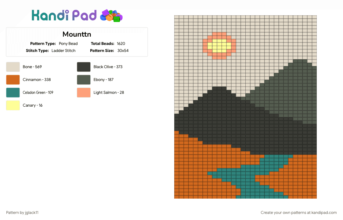 Mounttn - Pony Bead Pattern by jglack11 on Kandi Pad - beige, orange