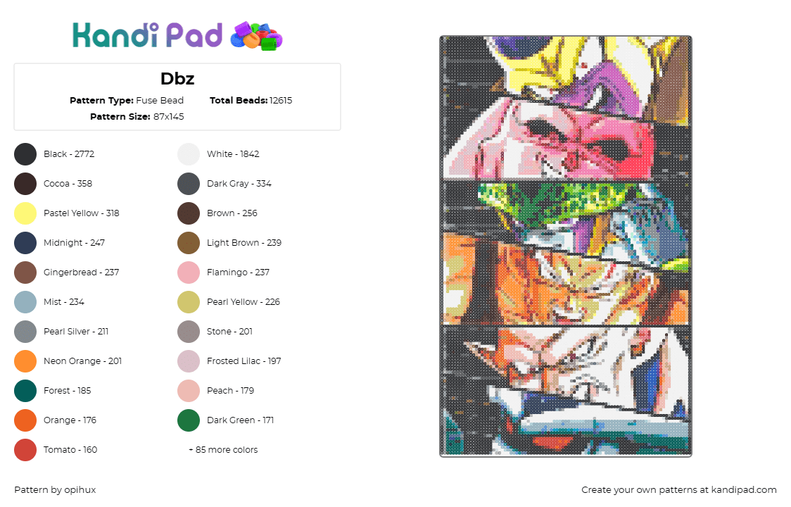 Dbz - Fuse Bead Pattern by opihux on Kandi Pad - dragonball z,poster,panel,nostalgia,anime,colorful