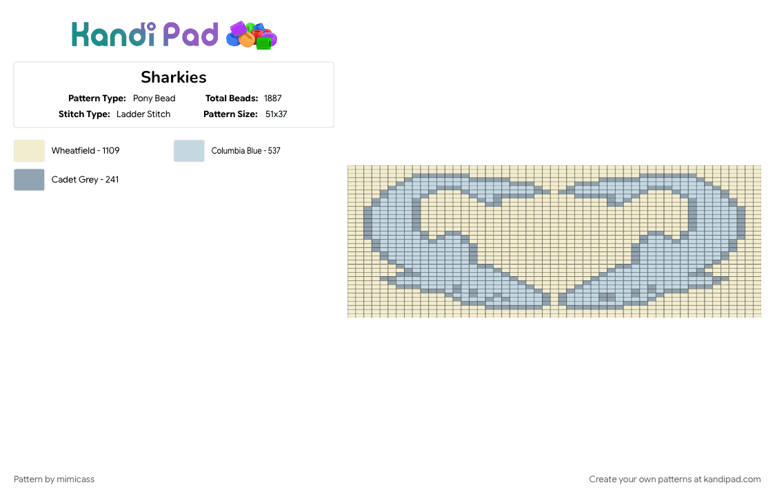 Sharkies - Pony Bead Pattern by mimicass on Kandi Pad - white