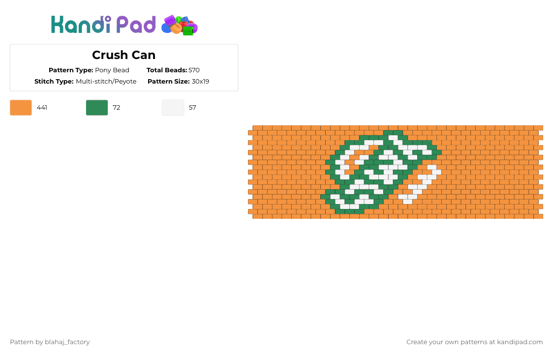 Crush Can - Pony Bead Pattern by blahaj_factory on Kandi Pad - orange
