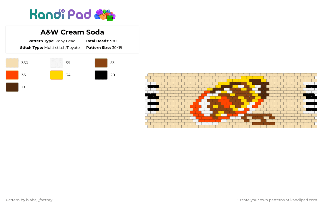 A&W Cream Soda - Pony Bead Pattern by blahaj_factory on Kandi Pad - beige