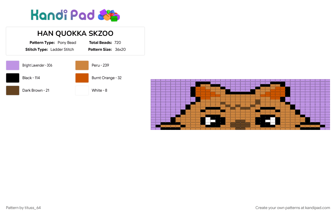 HAN QUOKKA SKZOO - Pony Bead Pattern by tituss_64 on Kandi Pad - orange, pink