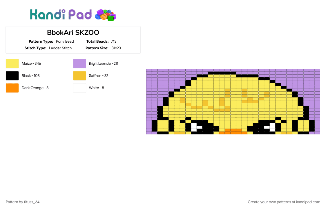 BbokAri SKZOO - Pony Bead Pattern by tituss_64 on Kandi Pad - 