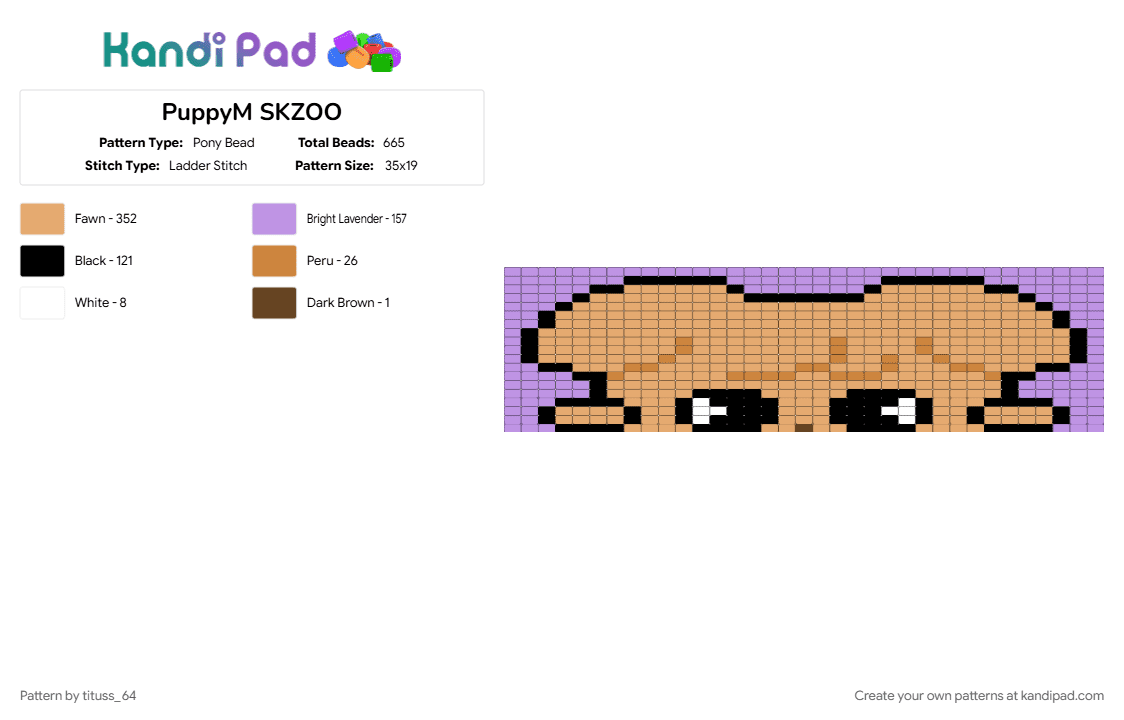 PuppyM SKZOO - Pony Bead Pattern by tituss_64 on Kandi Pad - 