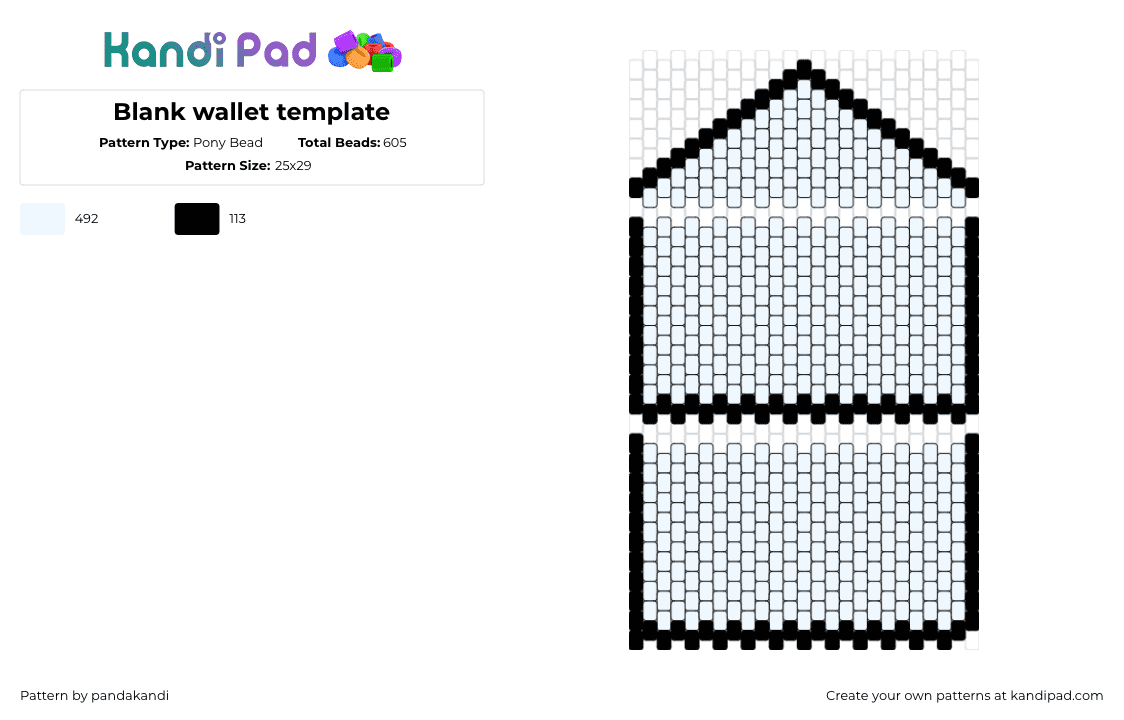 Blank wallet template - Pony Bead Pattern by pandakandi on Kandi Pad - wallet,bag,template,white