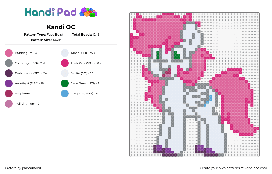 Kandi OC - Fuse Bead Pattern by pandakandi on Kandi Pad - pony,mlp,my little pony,character,horse,white,pink