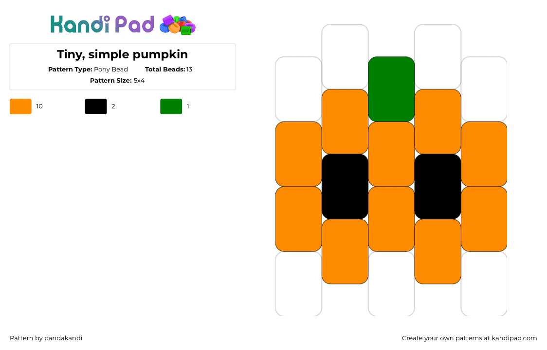 Tiny, simple pumpkin - Pony Bead Pattern by pandakandi on Kandi Pad - pumpkin,jackolantern,halloween,simple,cute,spooky,orange