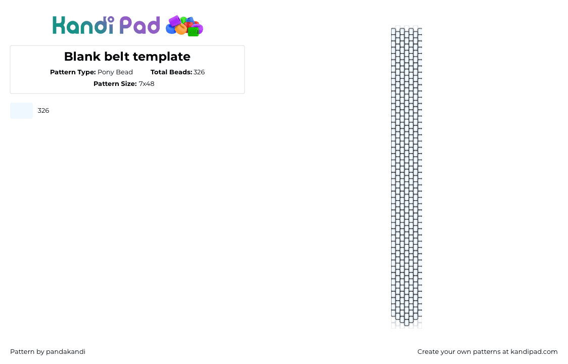 Blank belt template - Pony Bead Pattern by pandakandi on Kandi Pad - belt,clothing,template,simple,white