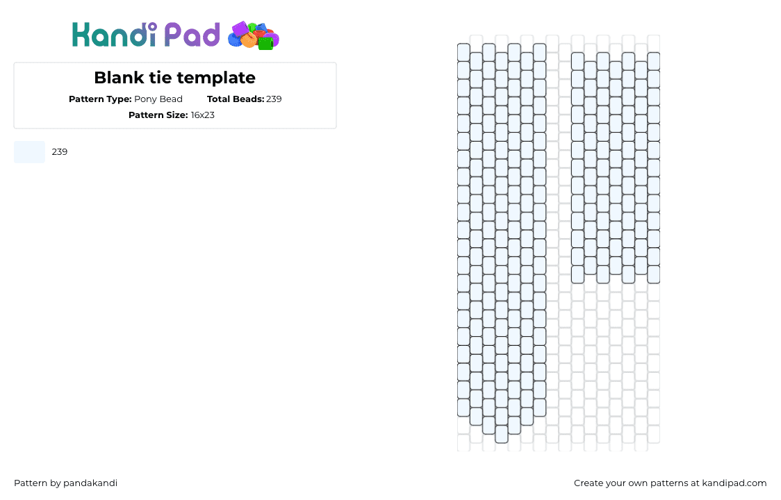 Blank tie template - Pony Bead Pattern by pandakandi on Kandi Pad - tie,necktie,clothing,template,simple,white