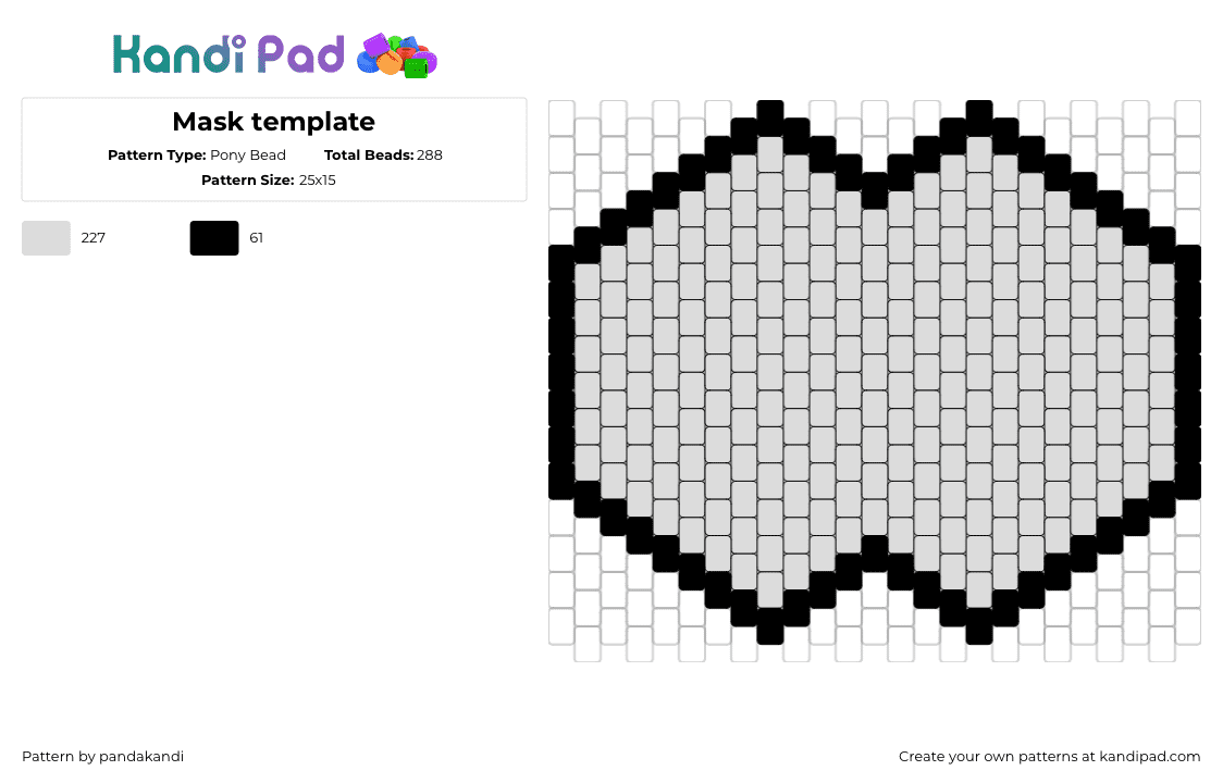 Mask template - Pony Bead Pattern by pandakandi on Kandi Pad - template,outline,mask,gray