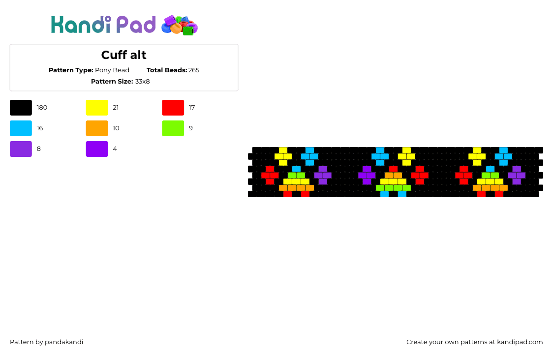 Oc belt alt - Pony Bead Pattern by pandakandi on Kandi Pad - paw print,dog,cat,animal,belt,colorful,black