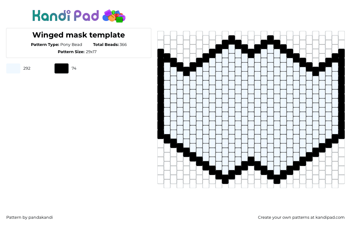 Winged mask template - Pony Bead Pattern by pandakandi on Kandi Pad - simple,outline,mask