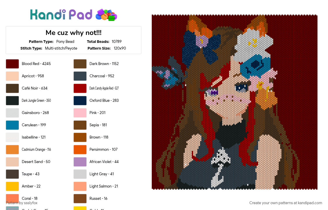 Me cuz why not!!! - Pony Bead Pattern by ssslyfox on Kandi Pad - 