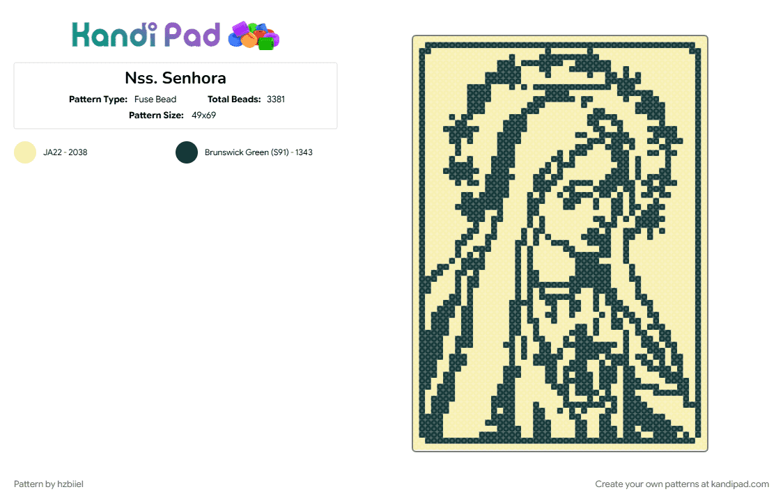 Nss. Senhora - Fuse Bead Pattern by hzbiiel on Kandi Pad - black, yellow