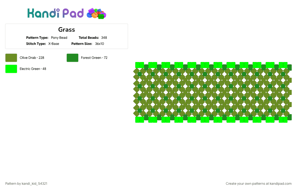 Grass - Pony Bead Pattern by kandi_kid_54321 on Kandi Pad - cotdgrassy, green