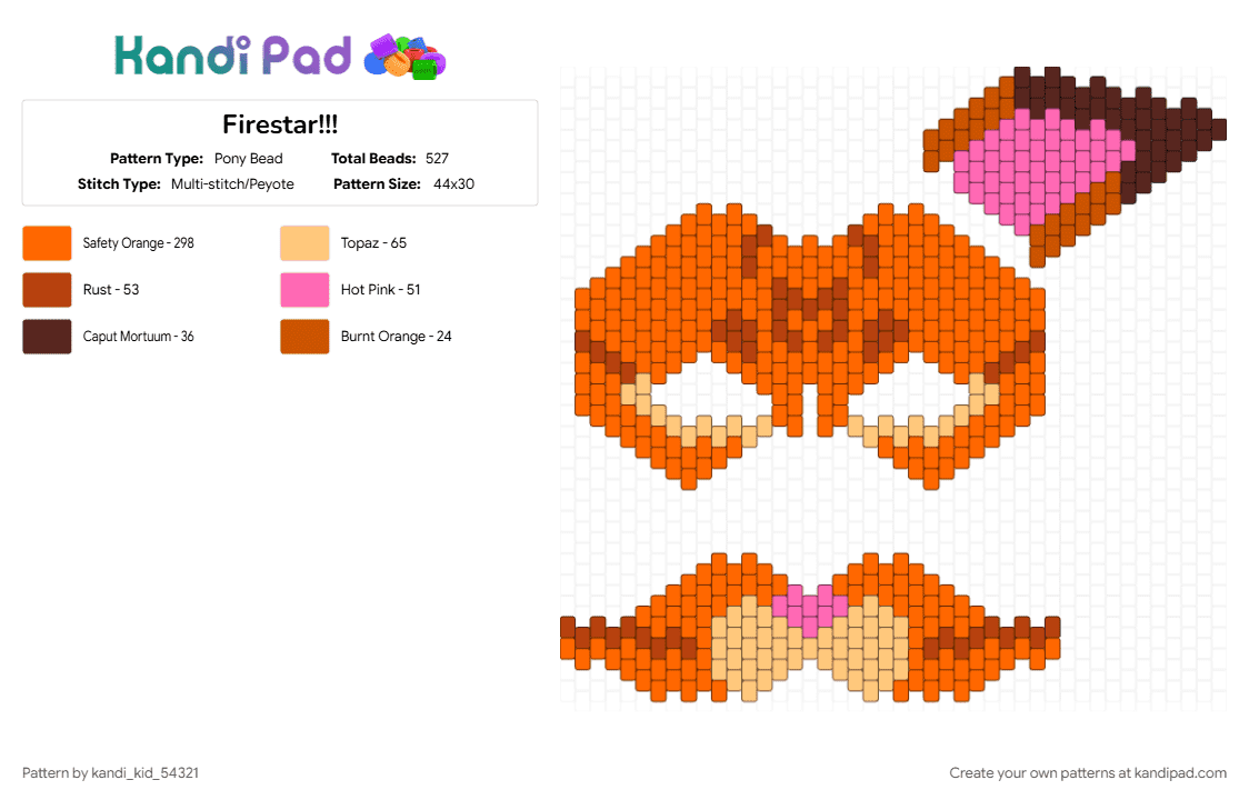 Firestar!!! - Pony Bead Pattern by kandi_kid_54321 on Kandi Pad - orange
